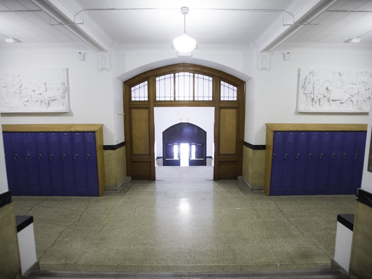 Hallway with Archway & Lockers